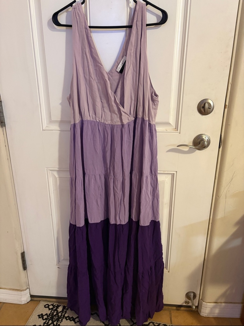 Eloquii Sleeveless Tiered Lavender and Purple Maxi Dress